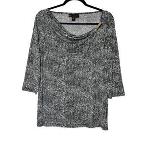 Dana Bachman Top Large Cowl Neck 3/4 Sleeve Academia Preppy Business Casual
